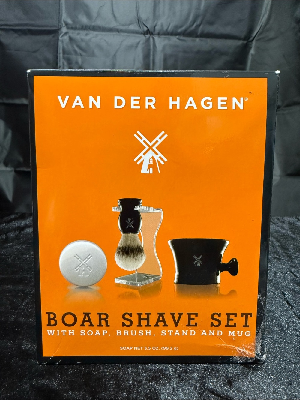 Van Der Hagen Men’s Boar Shave Set — with soap, brush, stand, and mug